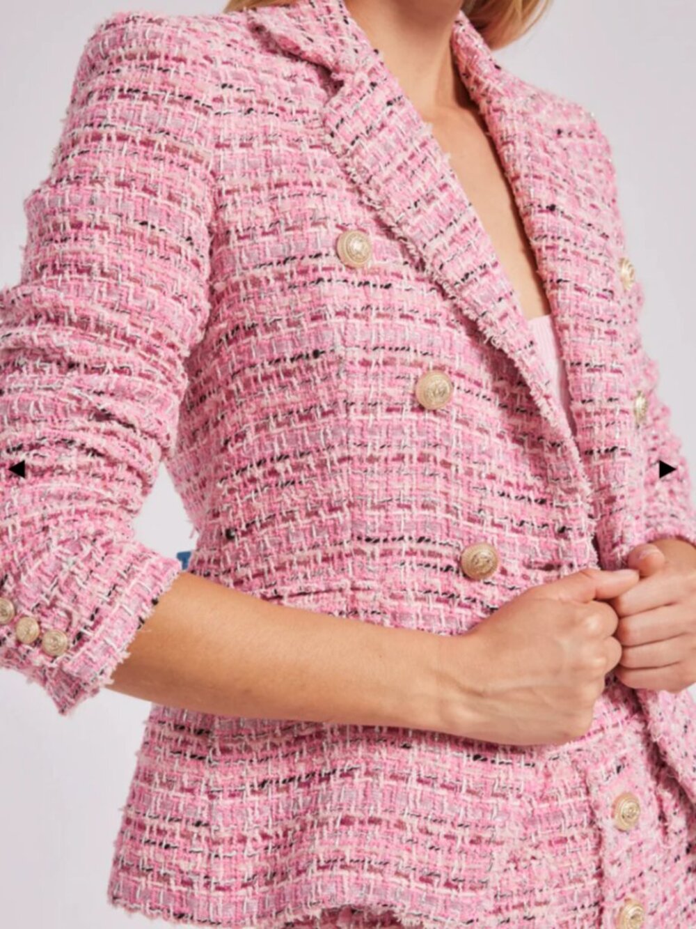 Generation Love New York Pink Tweed Blazer (Size Large)
